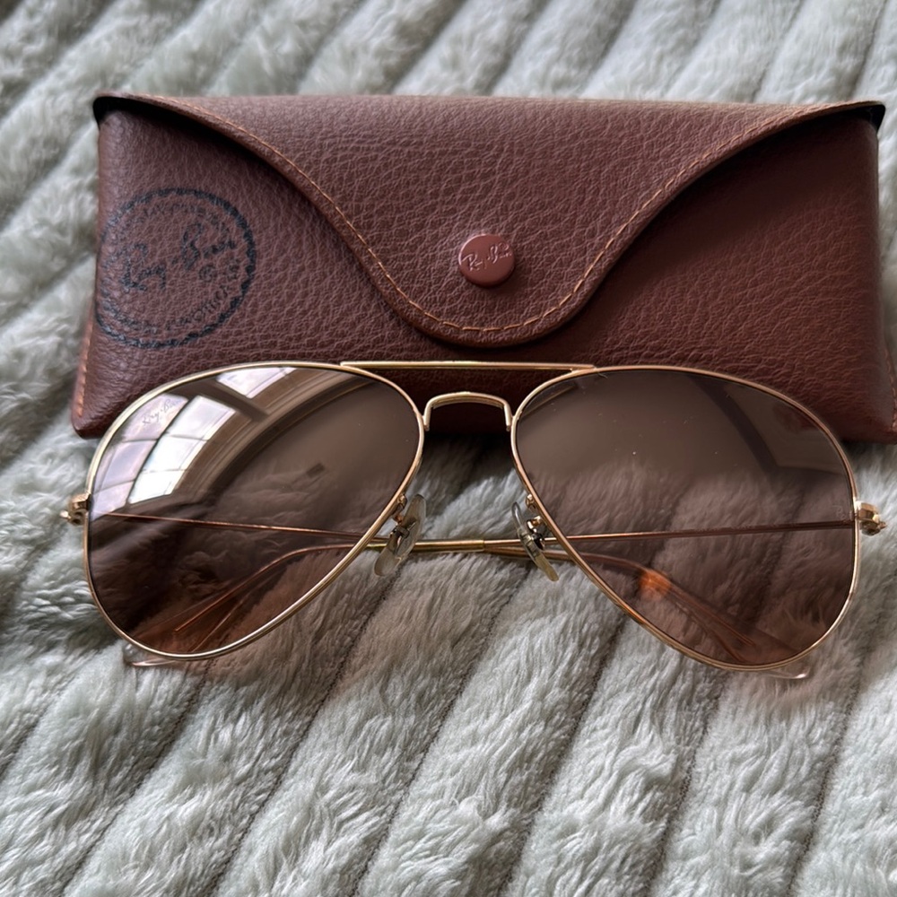 Ray-Ban Gold Frame Sunglasses with Brown Lenses